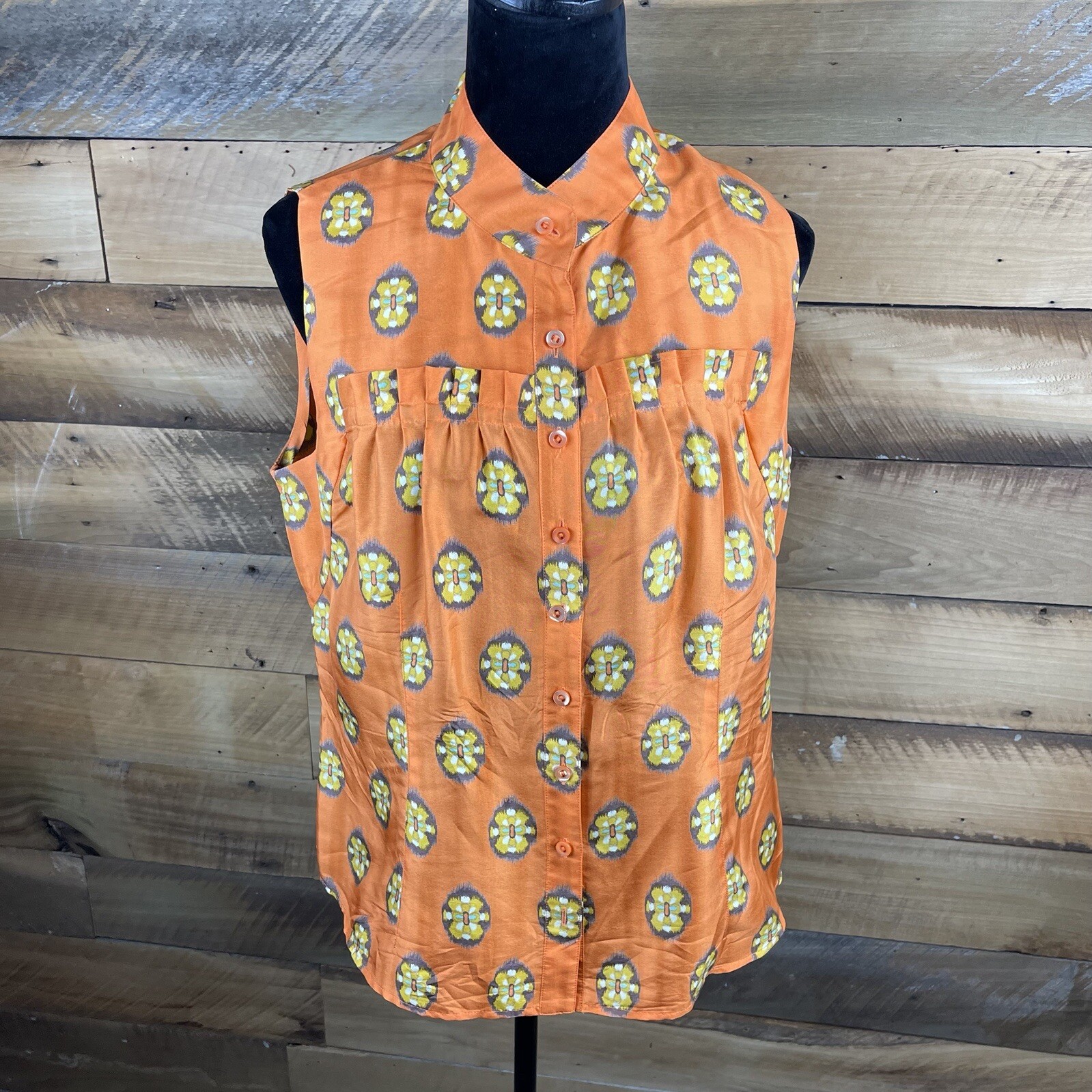 Vintage 1990’s Era Ladies’ Size 14 Orange Silk Sleeveless Blouse Worth Brand
