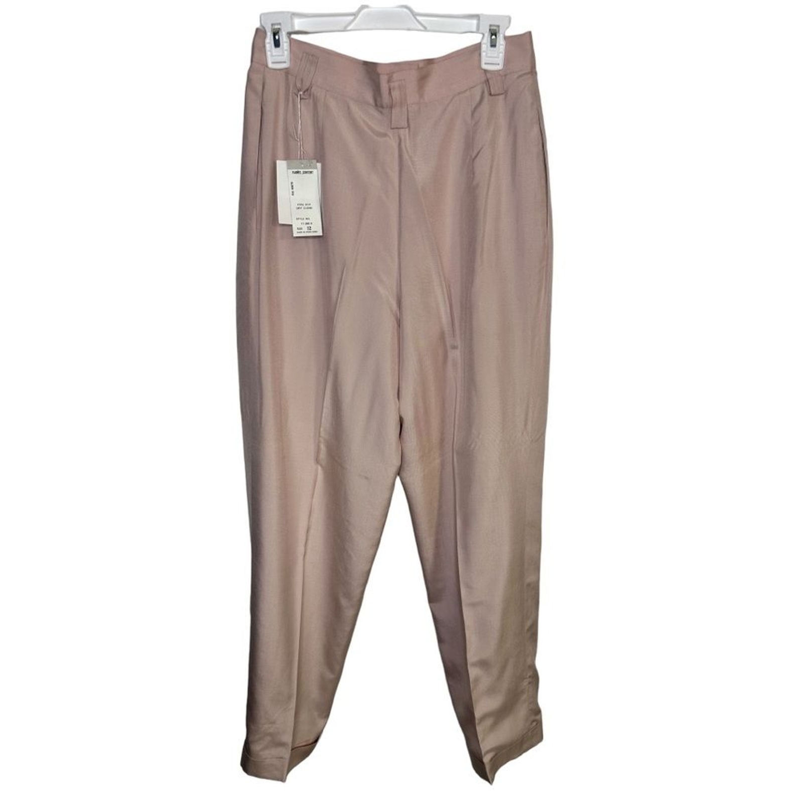 Harve Benard 100% Silk Blush Pink Front Pleat Straight Leg Trouser Pant Size 12