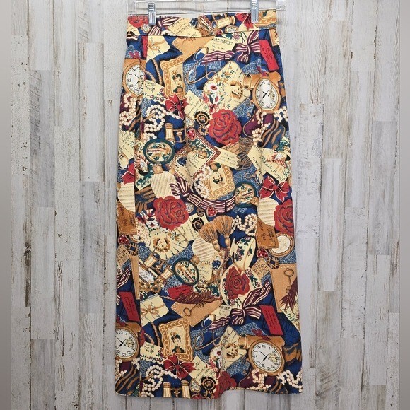 Vintage Wrap Skirt Maxi 4 6 Gotcha Covered Made USA Pencil Romantic Victorian