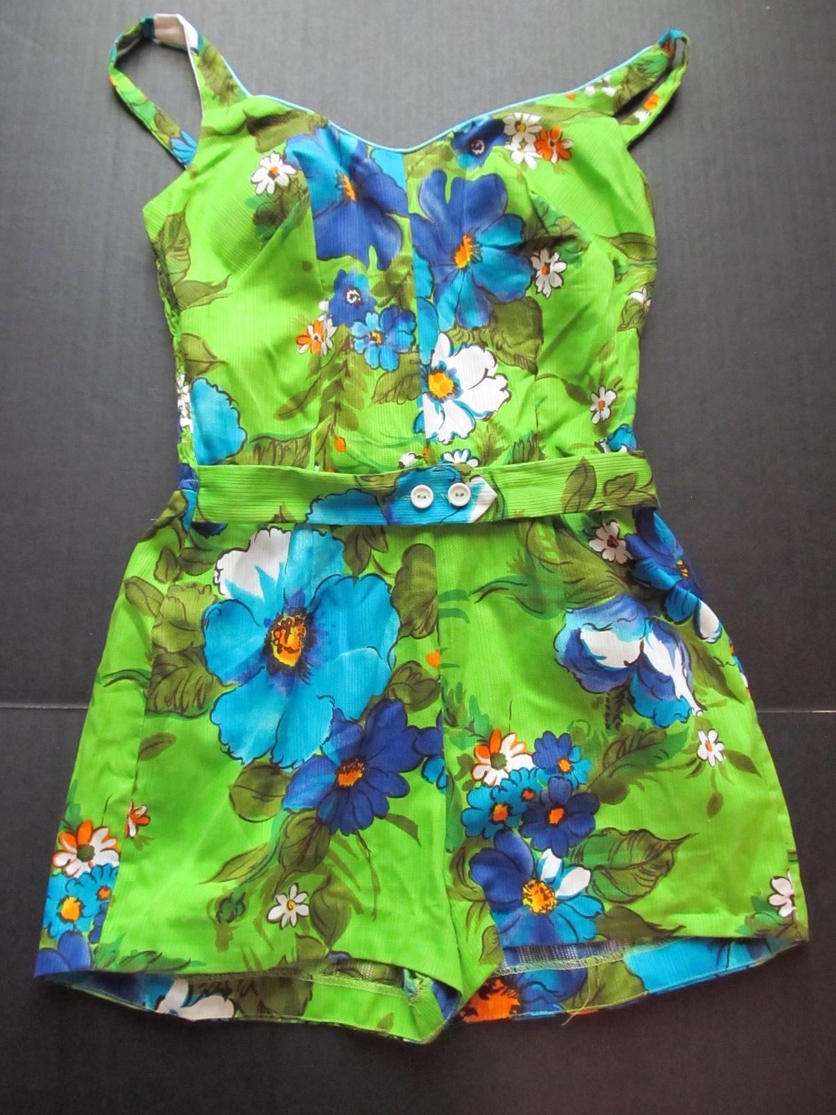 Vintage 60s Swimsuit Tropical Print Peter Pan Sunblazers size 10/32