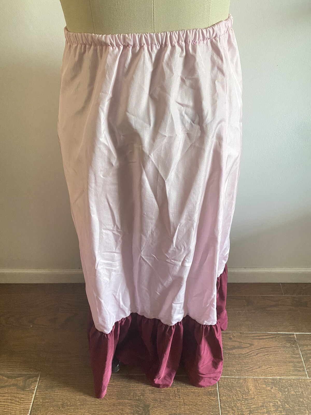 JC Penney Dress Light Pink, Deep Burgundy & Slip Southern Size 9/10 Ruffles Bows