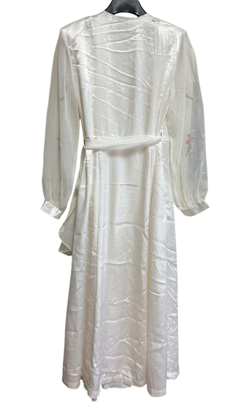 Vintage Victorias Secret Night Gown & Robe Size Medium / Large White Gold Label
