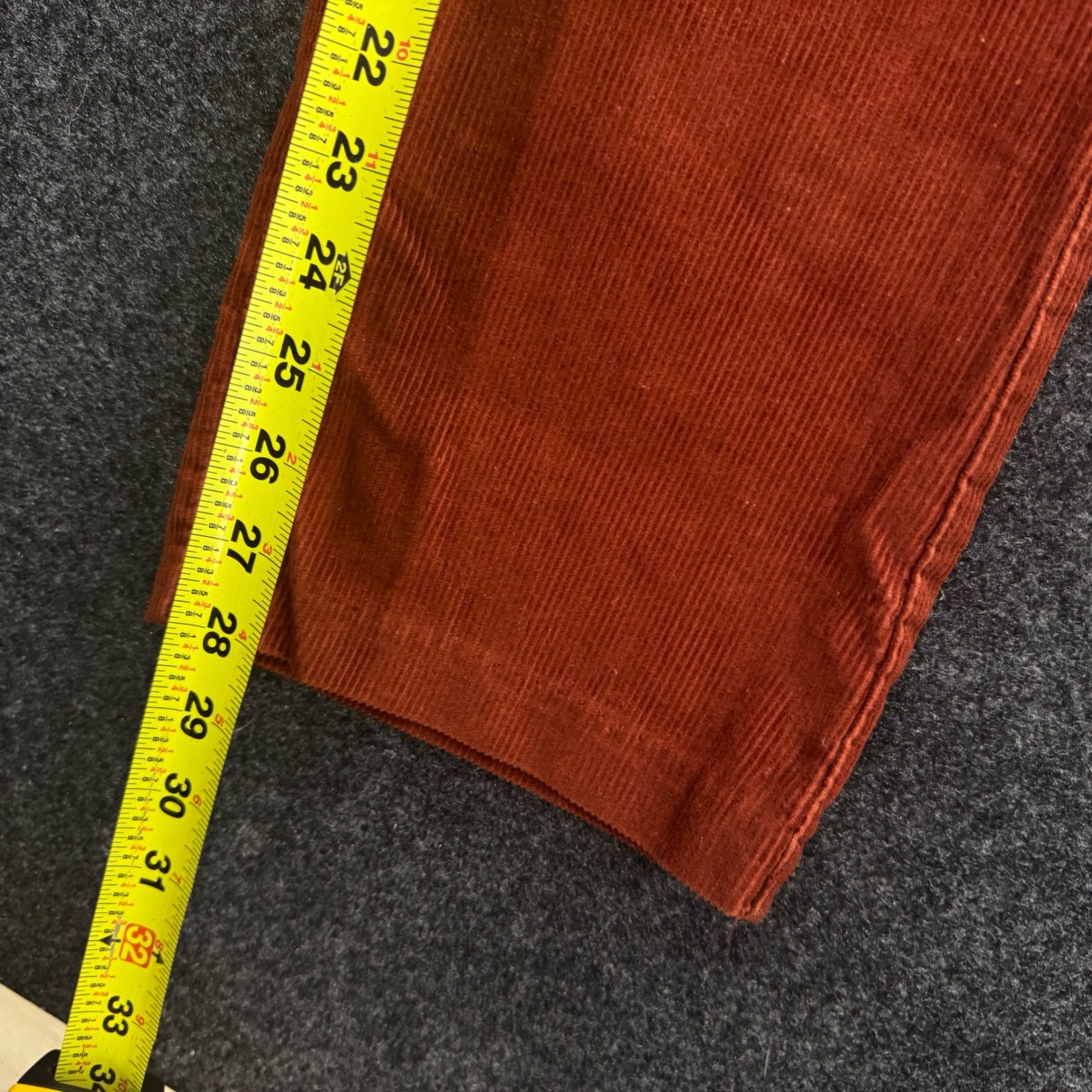 Vintage 70s Flare Corduroy Pants Rust Orange High Waisted Boho Trousers 25 Waist
