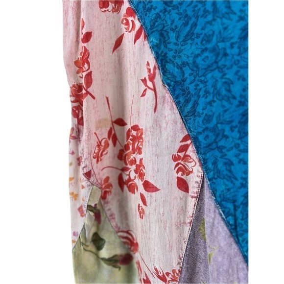 Sacred Threads Vintage Patchwork Rayon Dress Boho Cottagecore Small