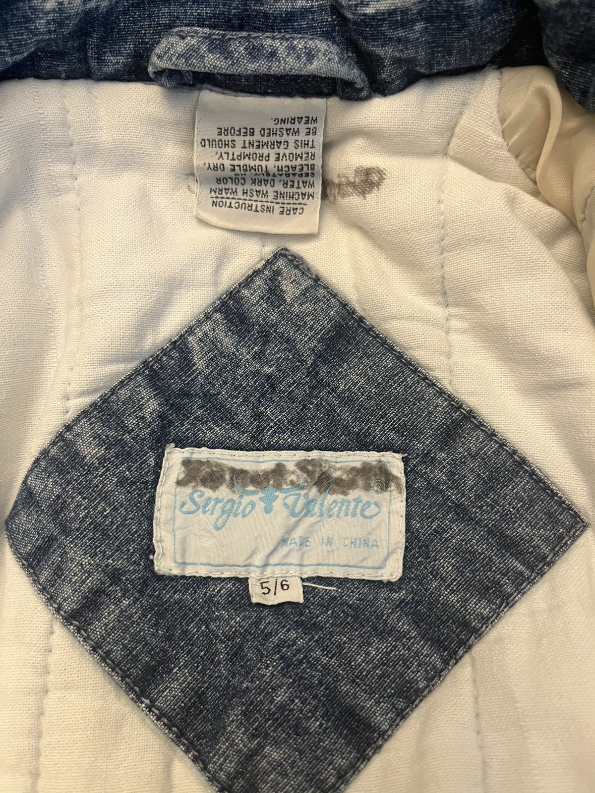 VTG 80’s Acid Wash Long Denim Jean Coat Jacket Sergio Valente 5/6