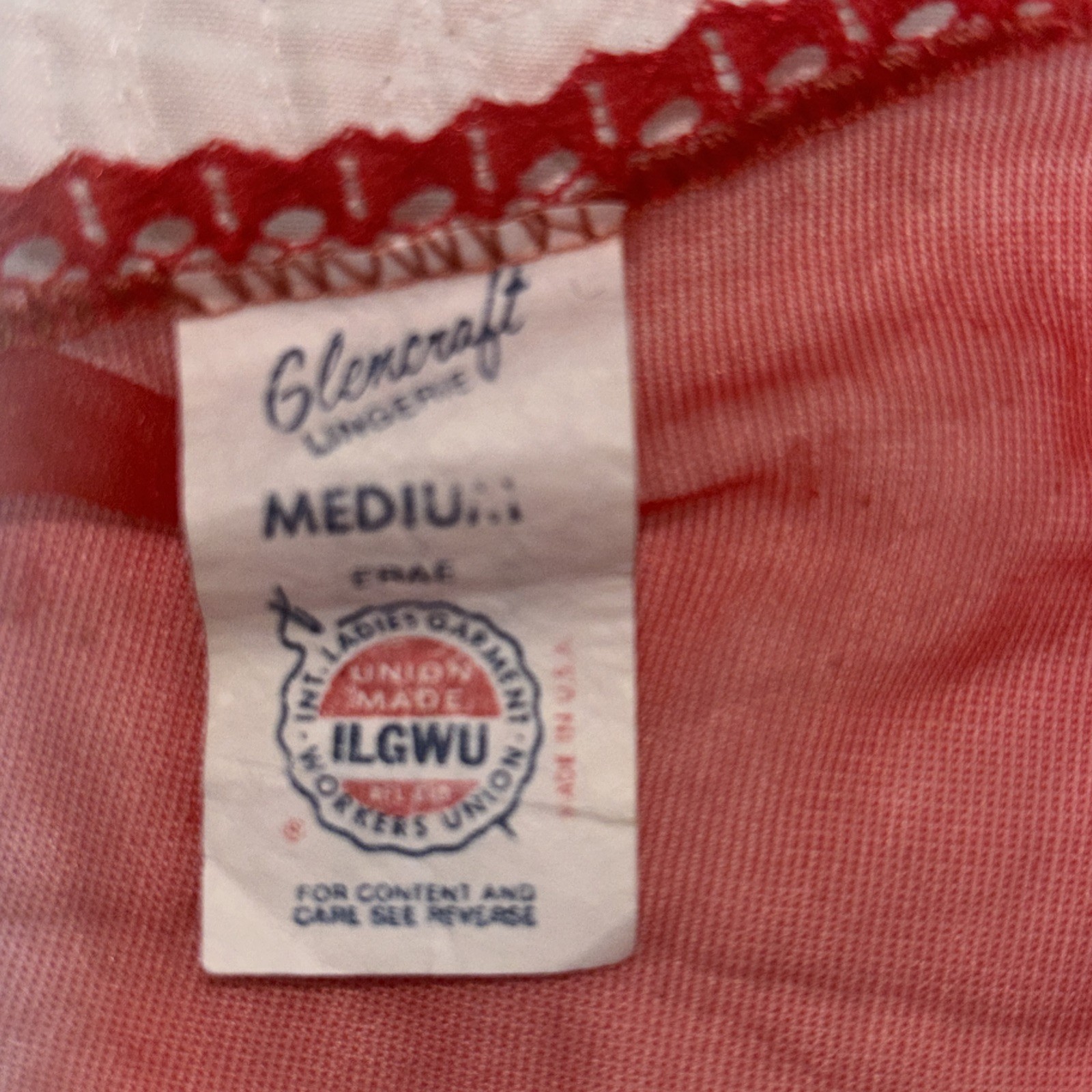 Vintage Glencraft Lingerie Red nylon and lace lingerie nightgown #0012