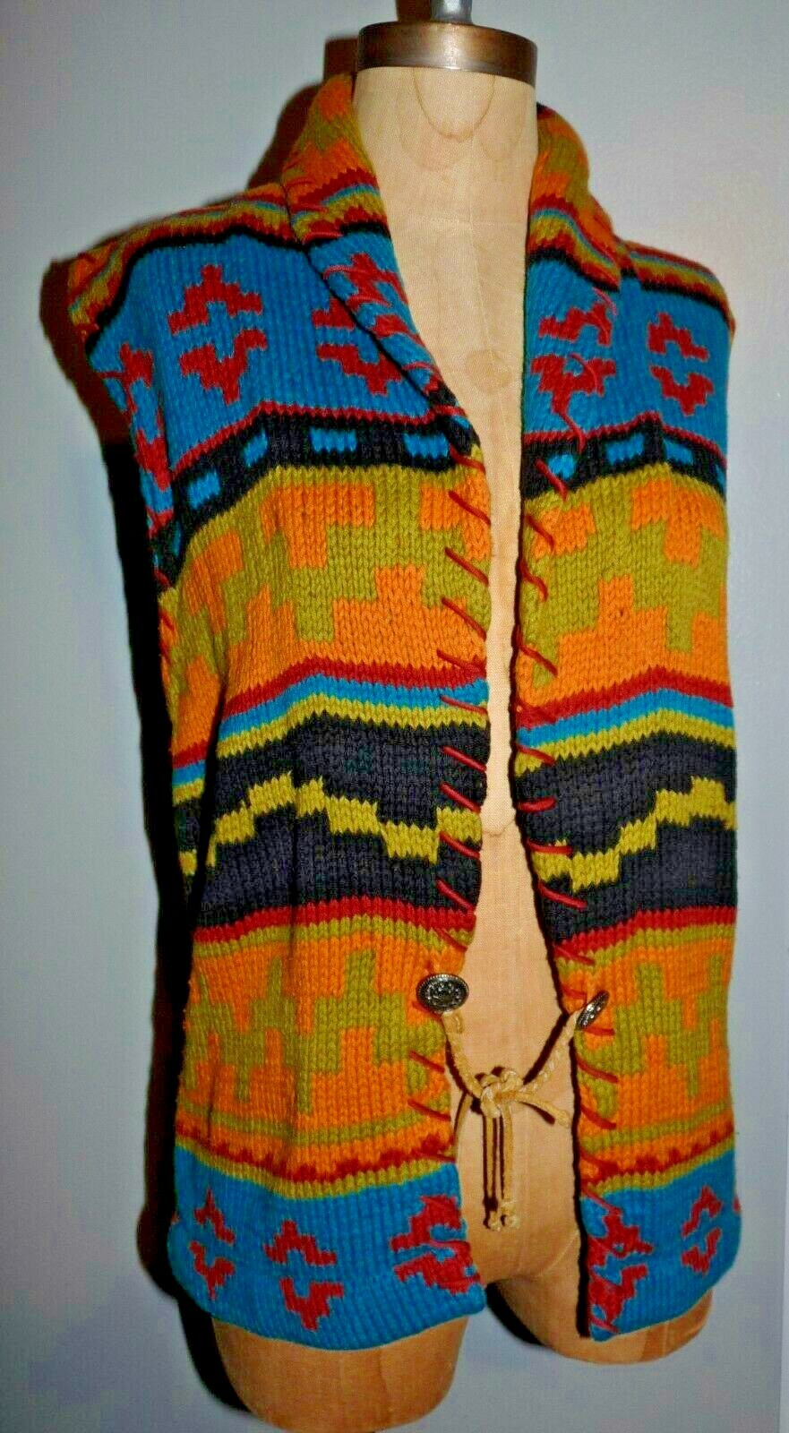Vintage Country Shop Marshall Fields Hand Knit Cotton Western Sweater SMALL SALE