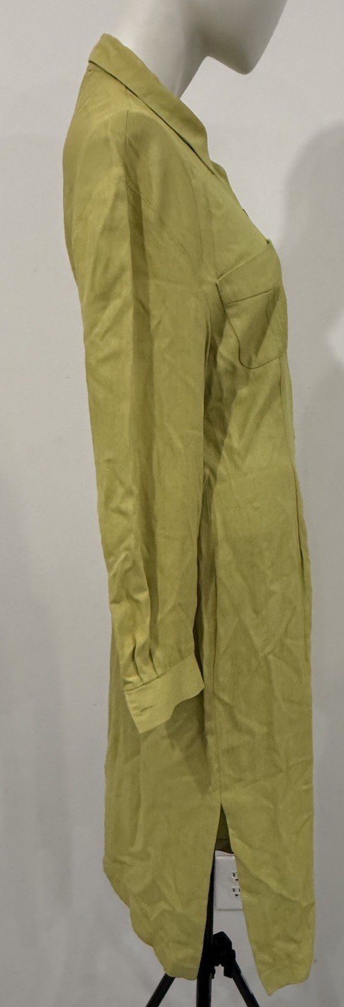 MENU Lime Green Shirt Dress | Vintage 1990s Minimalist Button Front Midi