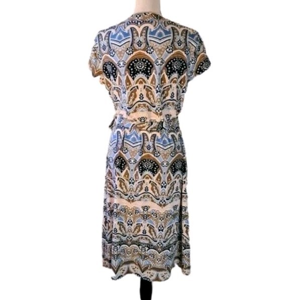 Vintage 90s Axcess Liz Claiborne Boho Faux Wrap Dress Party Travel Summer Sz L