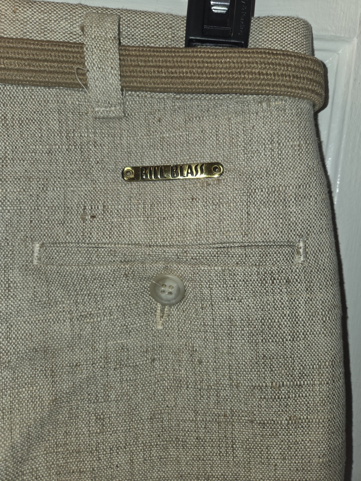 Vintage 80’s Bill Blass Textured Linen High Waisted Trousers. Original Belt. *12
