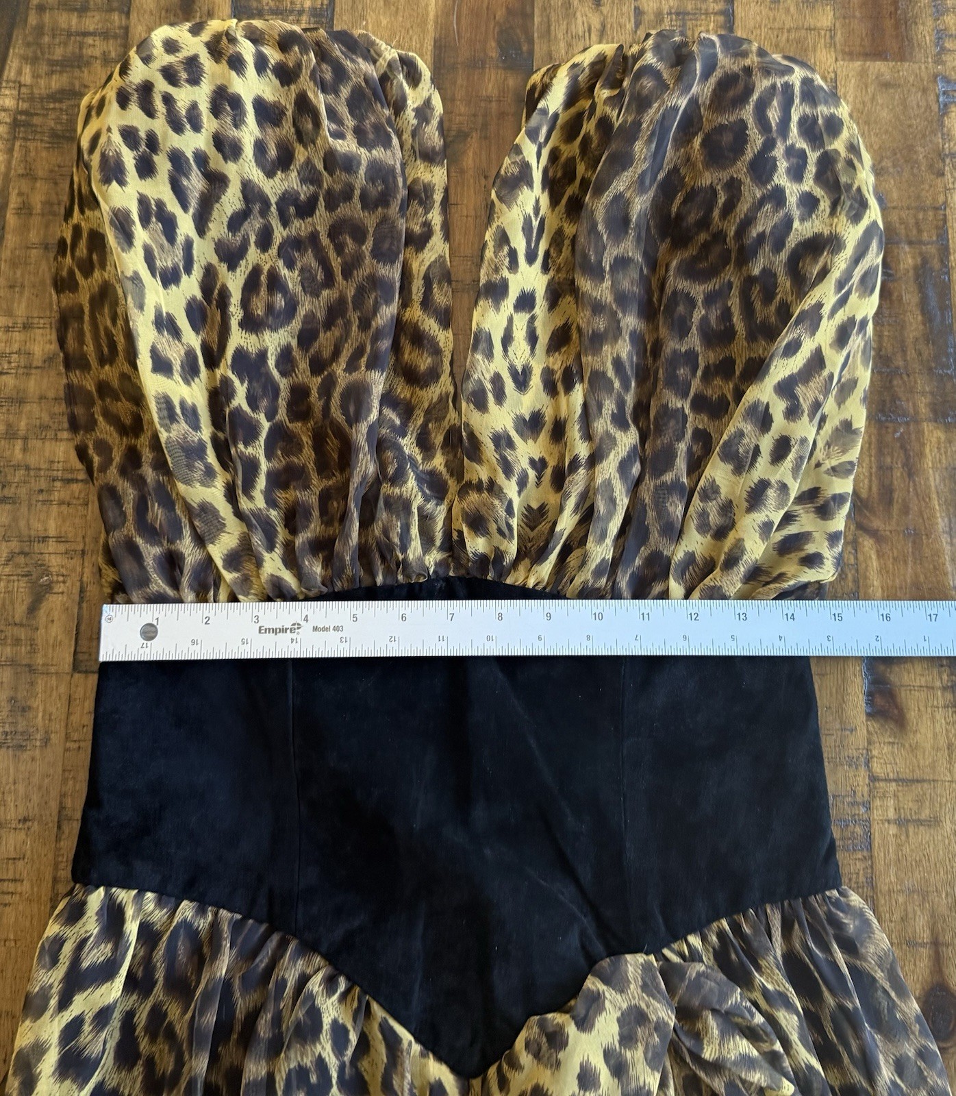 Vintage 80 Climax Karen Okada for David Howard Dress 13/14 Leopard Chiffon Suede
