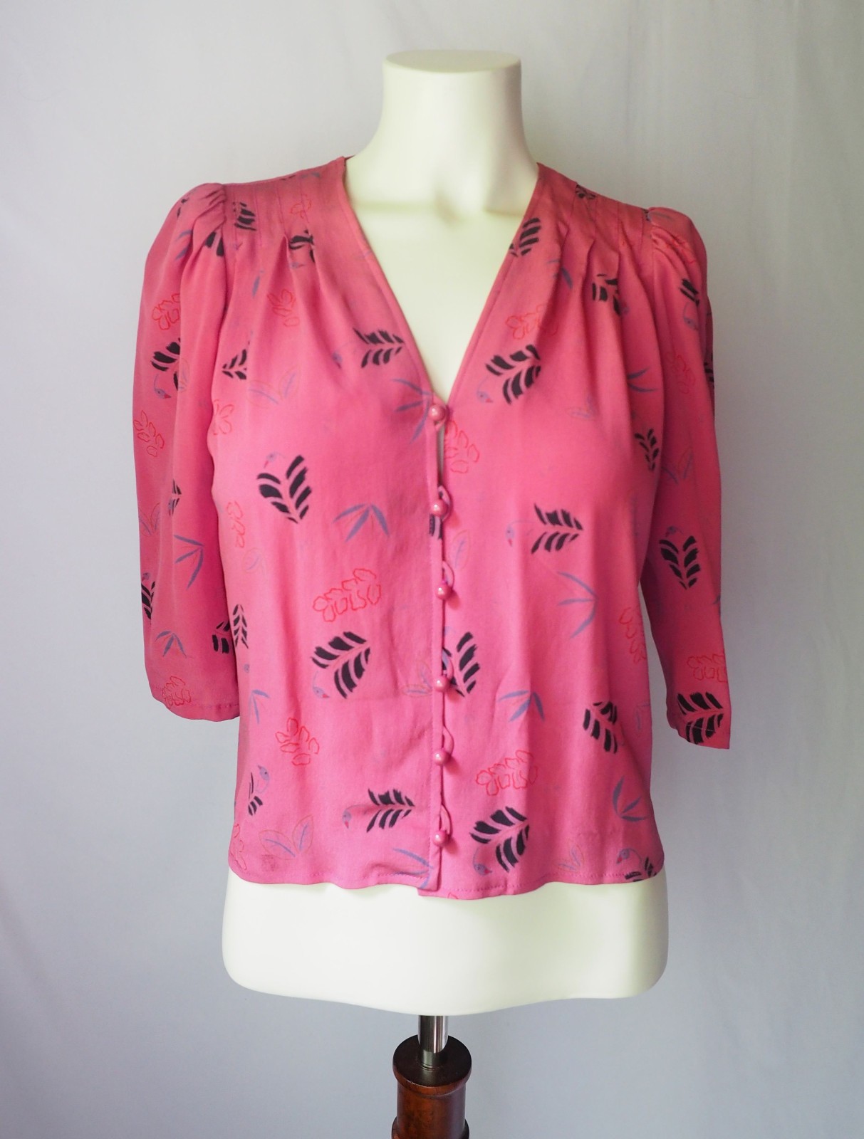 Vintage Ungaro Parallele Paris Ungaro Boutique 100% Silk Crop Top Italy Pink 6
