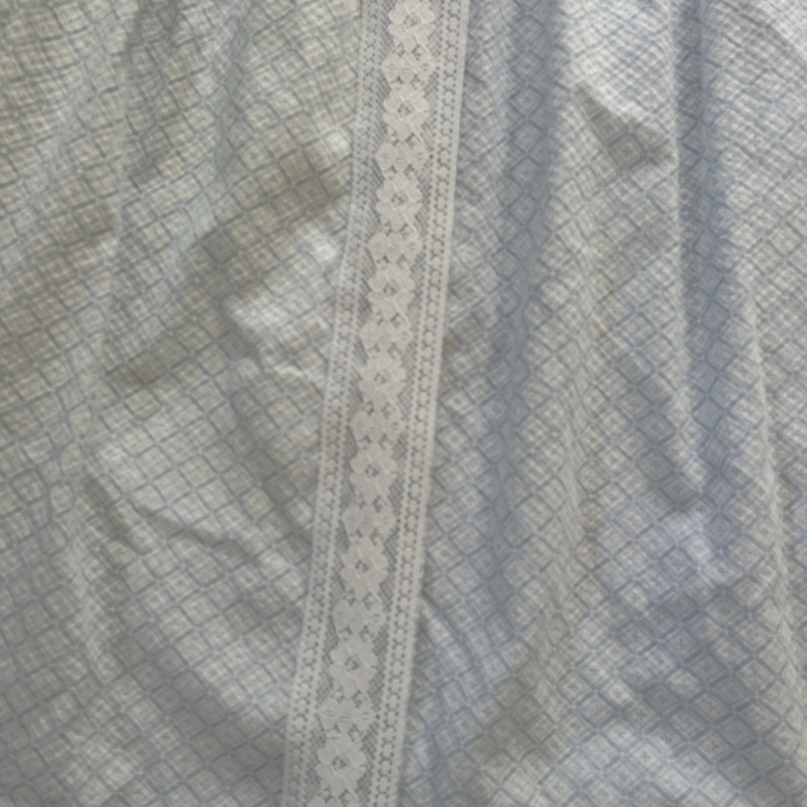 VTG Gilligan O’Malley Size M 12-14 Nightgown Lace Blue White Geometric Snap