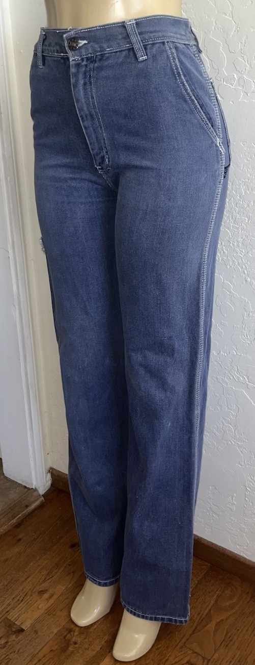 Vintage 70s DADDY’S MONEY Dark Jeans Disco Flare Wide Leg Sz 9 27” Waist RARE