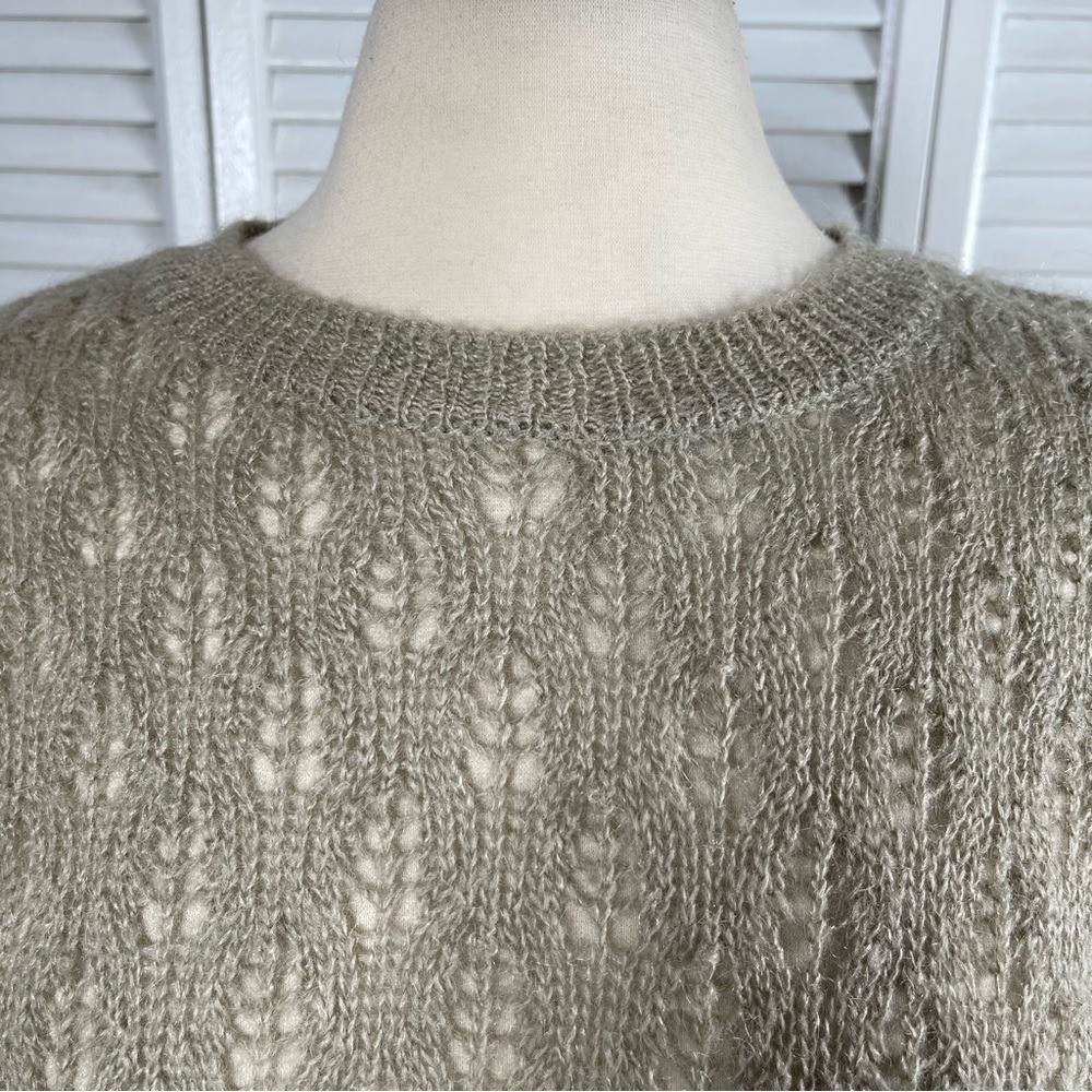 Jones & Co Vintage Mohair Blend Sweater Beige Fuzzy Knit 80s 90s Size L.