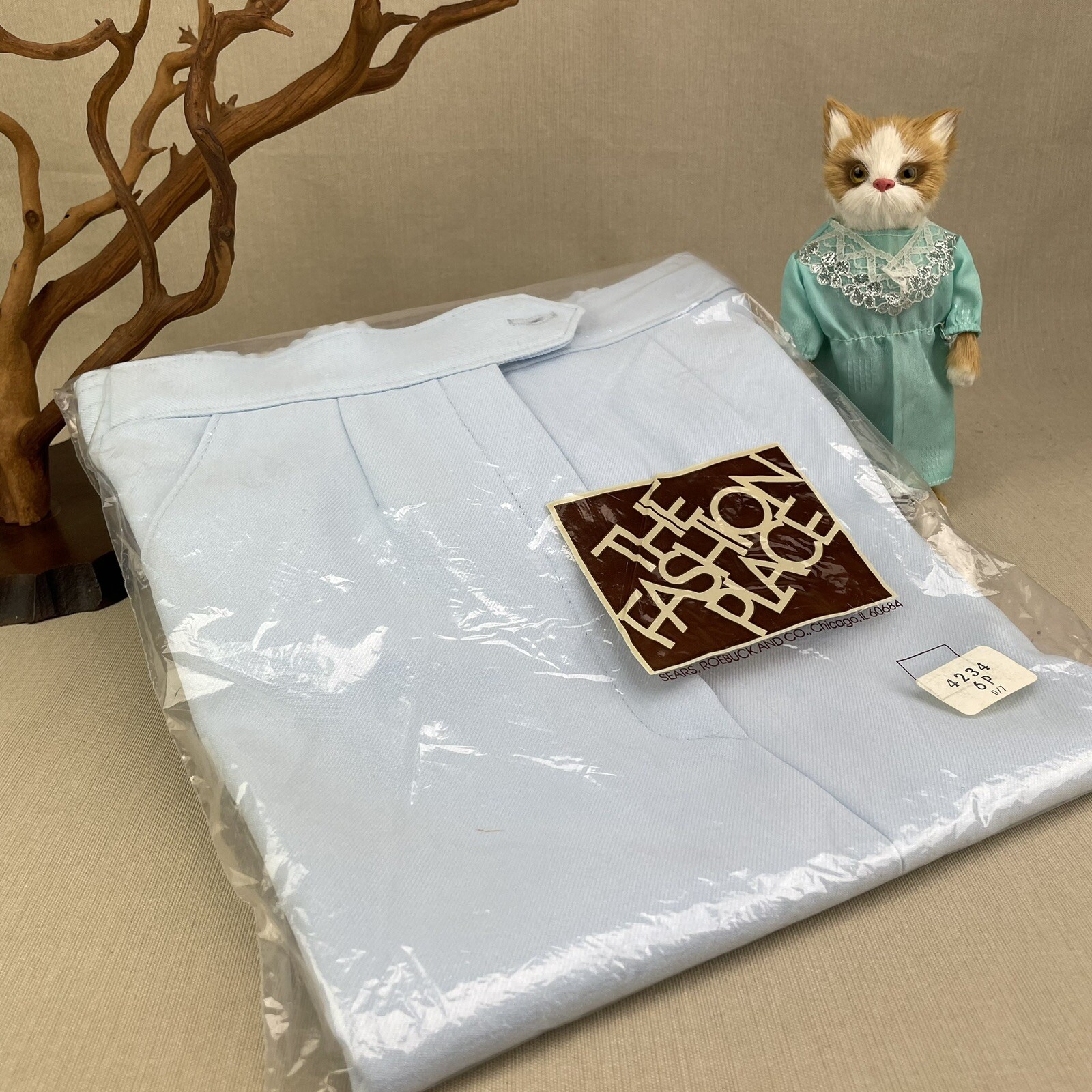 Light Blue 25″ Long Skirt Vintage 1970s Sears The Fashion Place 6P 26″ waist XS