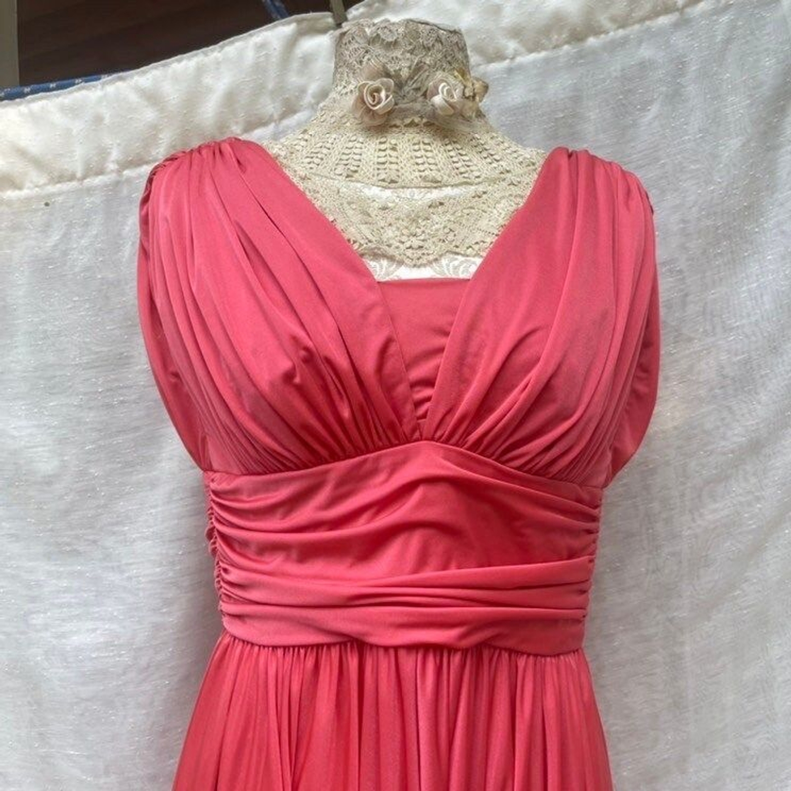 1970s Marita by Anthony Muto Coral Pink Gown S