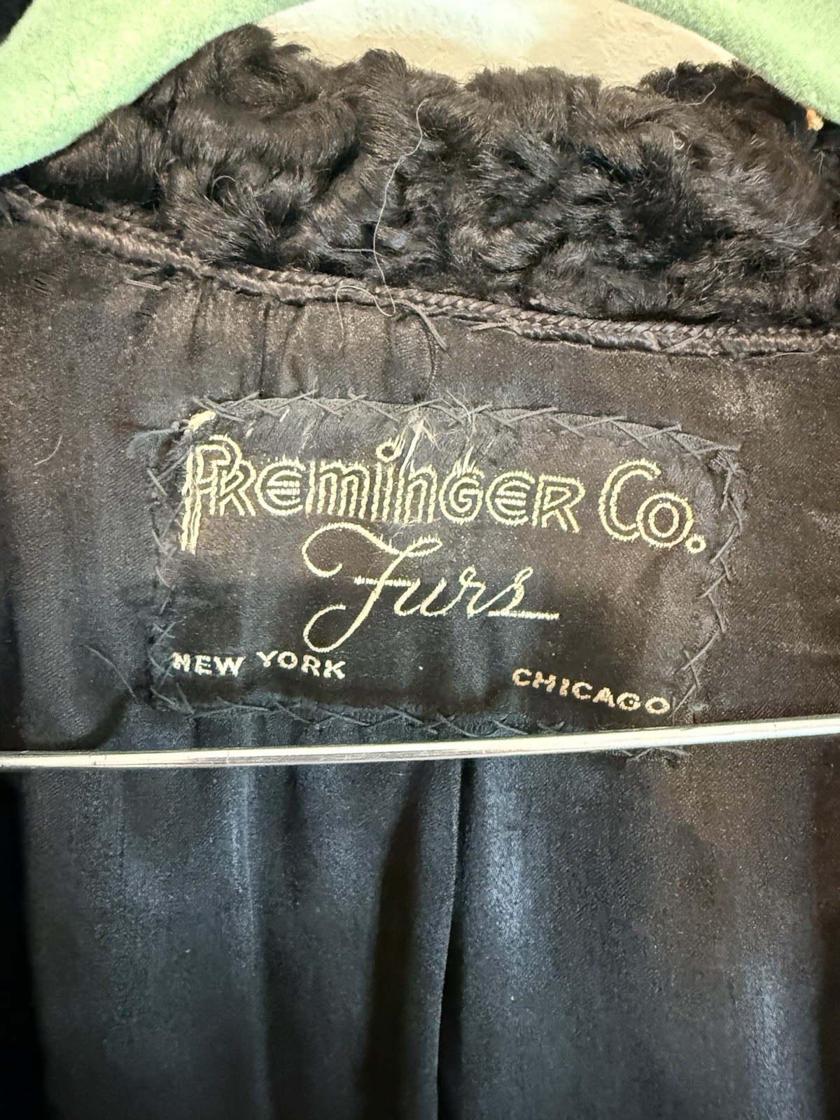 Vintage Preminger Co Furs Black Persian Lamb Fur Coat Chicago Repair