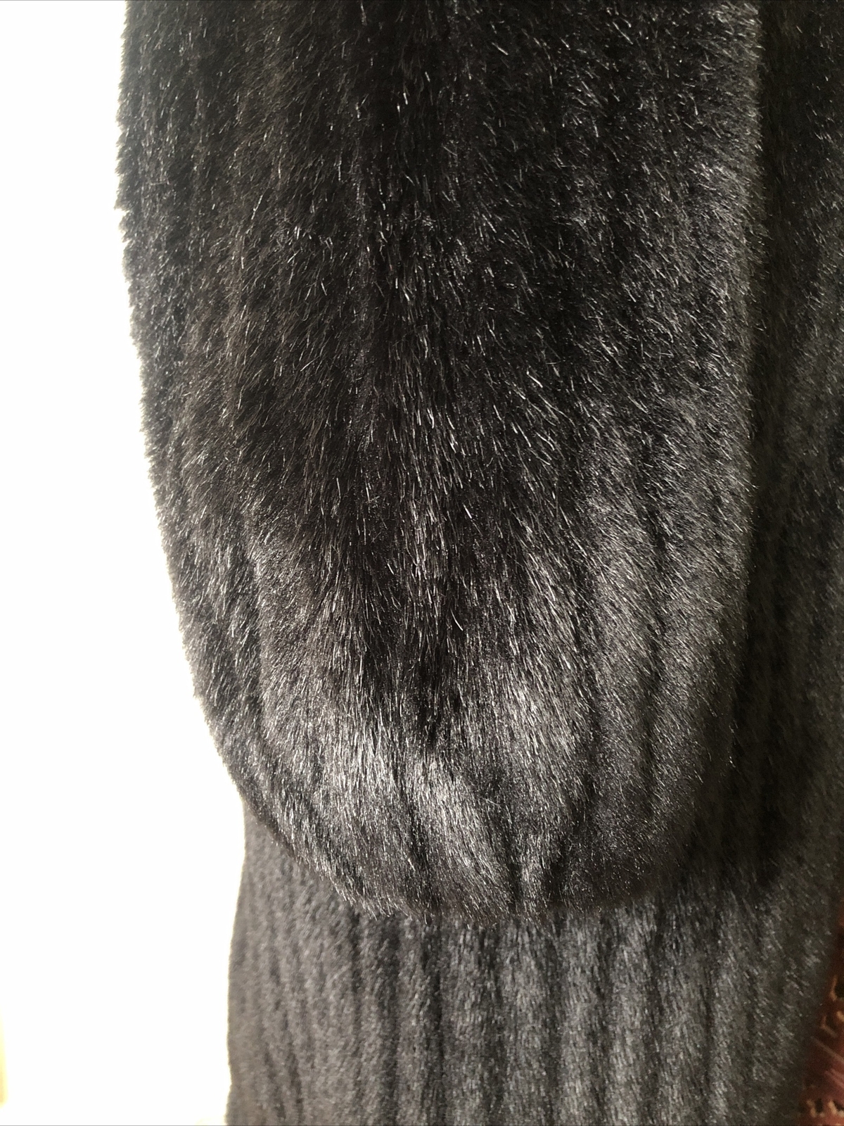 80’s Glamour Black Ribbed Faux Fur Coat, Canada