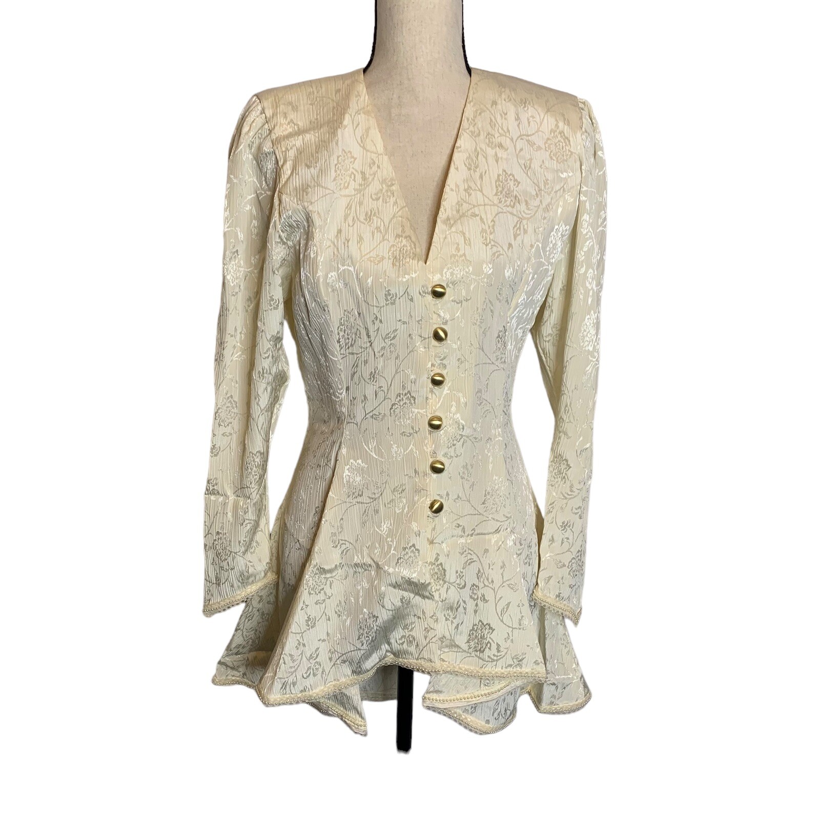 Vintage Wedding Dress Skirt Top Veil Faux Pearls Gold Tone Buttons Handmade