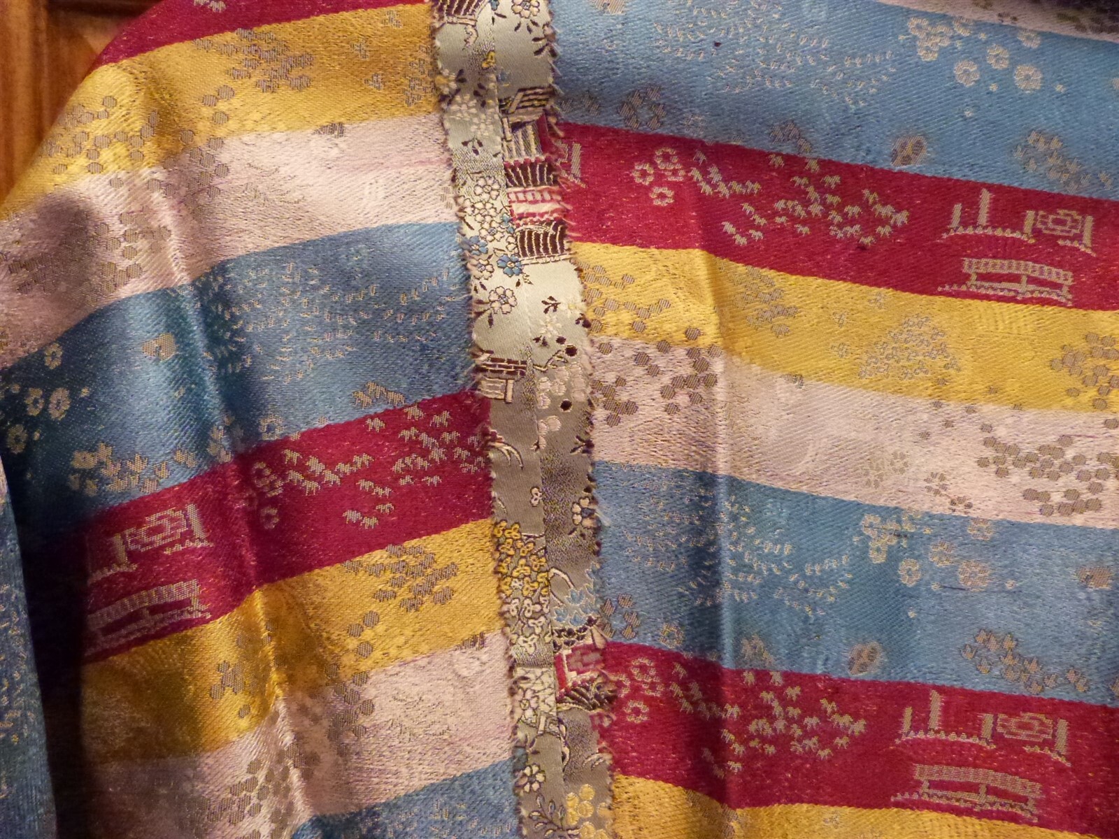Lovely Vintage 1950s Vintage Asian brocade sleeveless dress homemade pagoda M/L