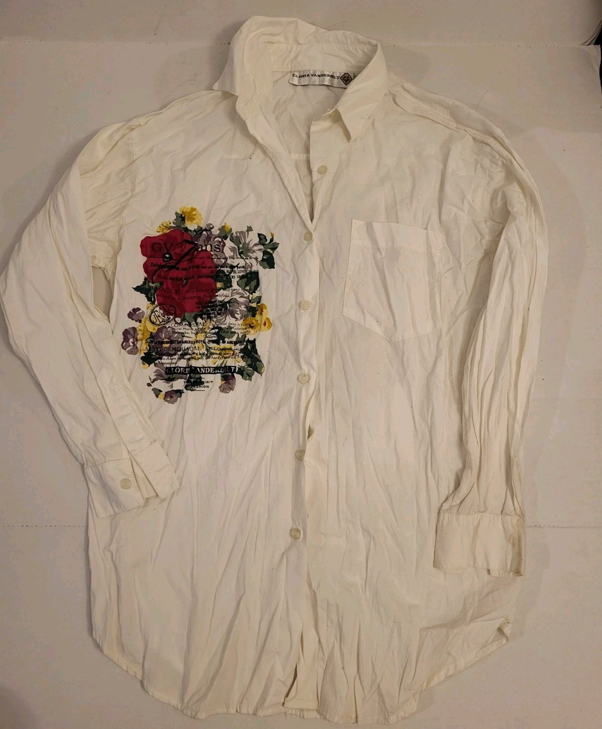Gloria Vanderbilt Sz S Original ART Lithograph Wearable GV Tunic Abstract Print