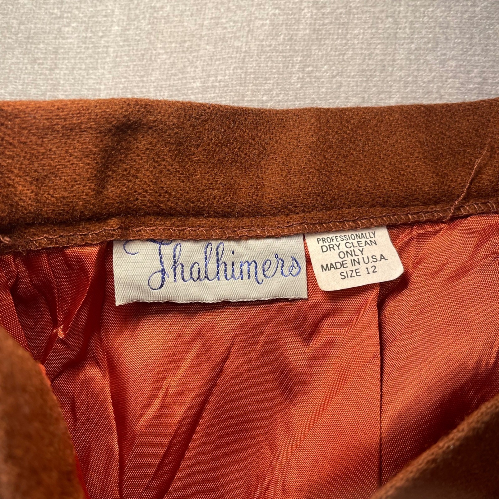 Vintage Thalhimers Brown Wool ? Pencil Skirt Made in USA 12 Academia Modest FLAW