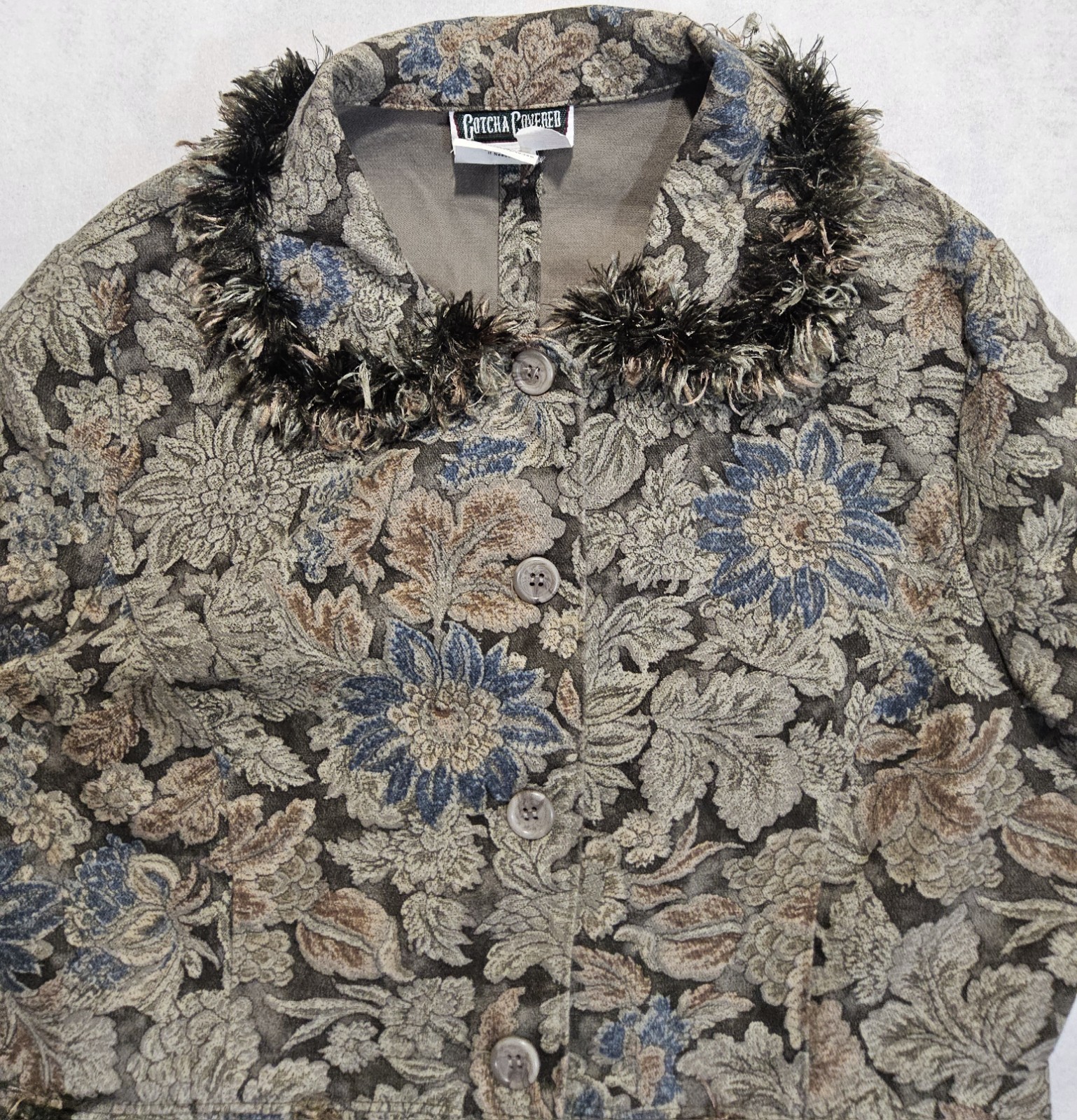 Cottagecore Jacket L Tapestry Floral Bell Sleeve Fairy Whimsy Y2K Country Vtg