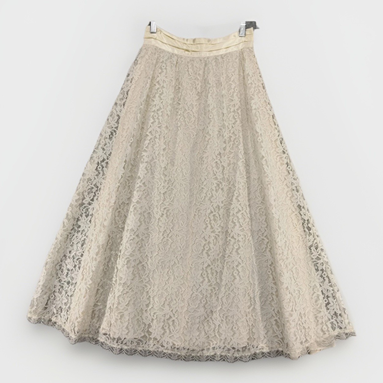 Vtg Gunnies Gunne Sax Lace Midi Skirt Ivory Victorian Wedding Modern Size 4-6