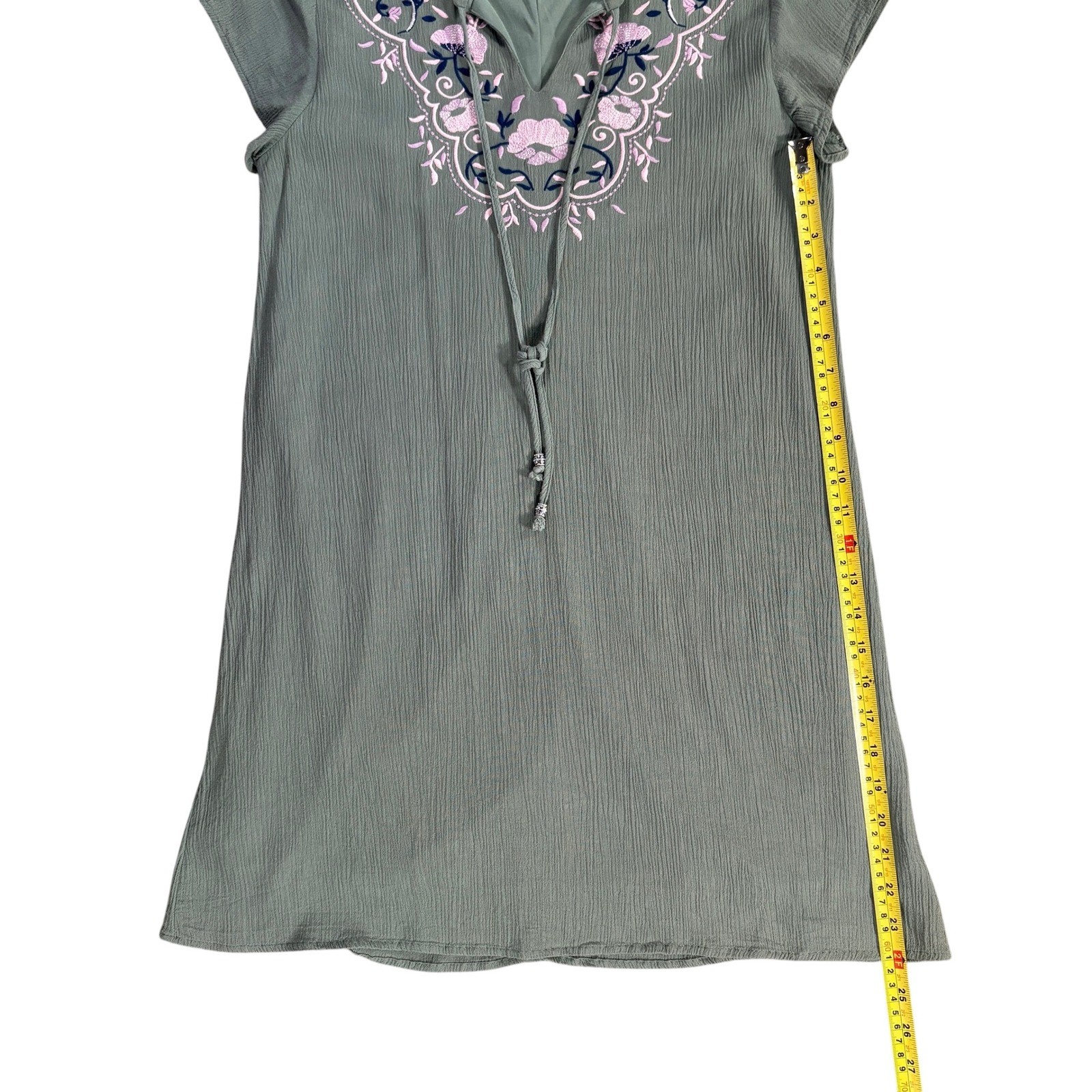 miami Embroidered Boho Tunic Top S