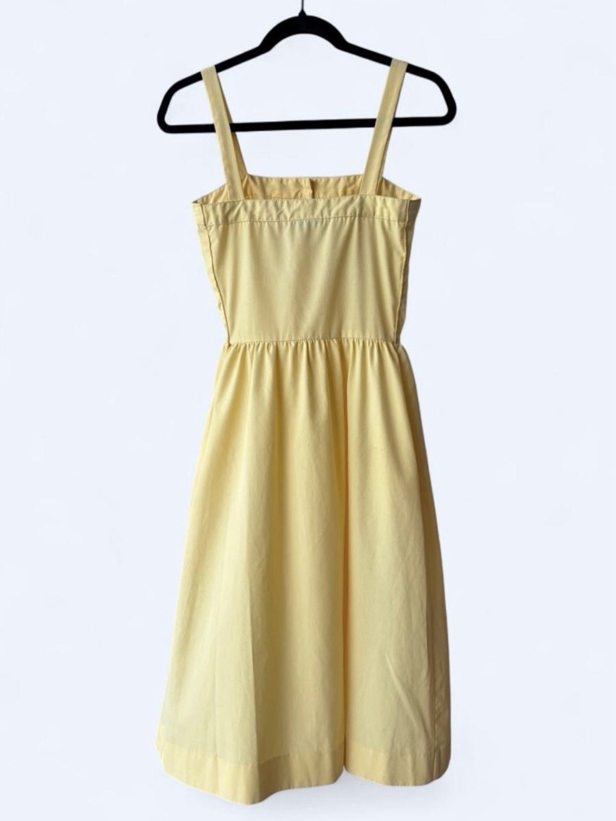 Vtg Lanz Originals Yellow Button-Front Summer Cottage Core Dress XS