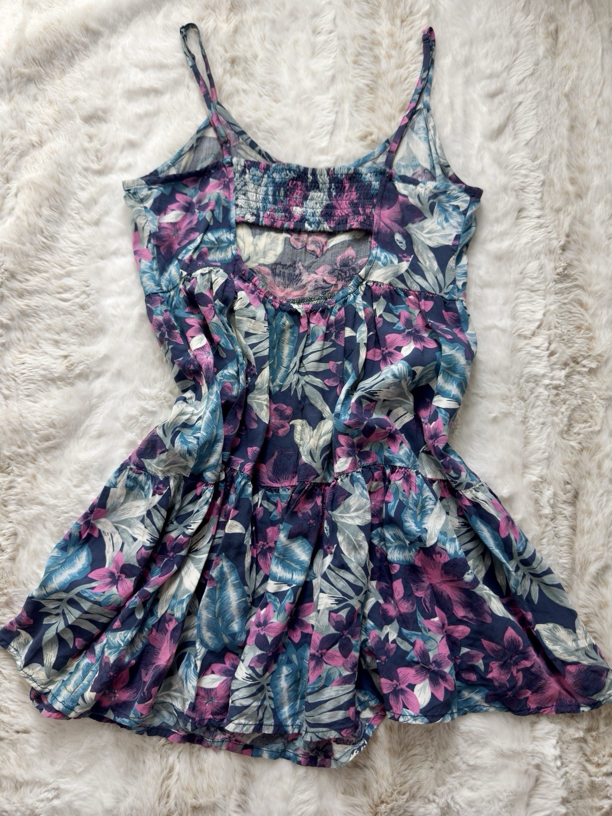 Vintage Y2K American Eagle Floral Tiered Cami Babydoll Boho Dress