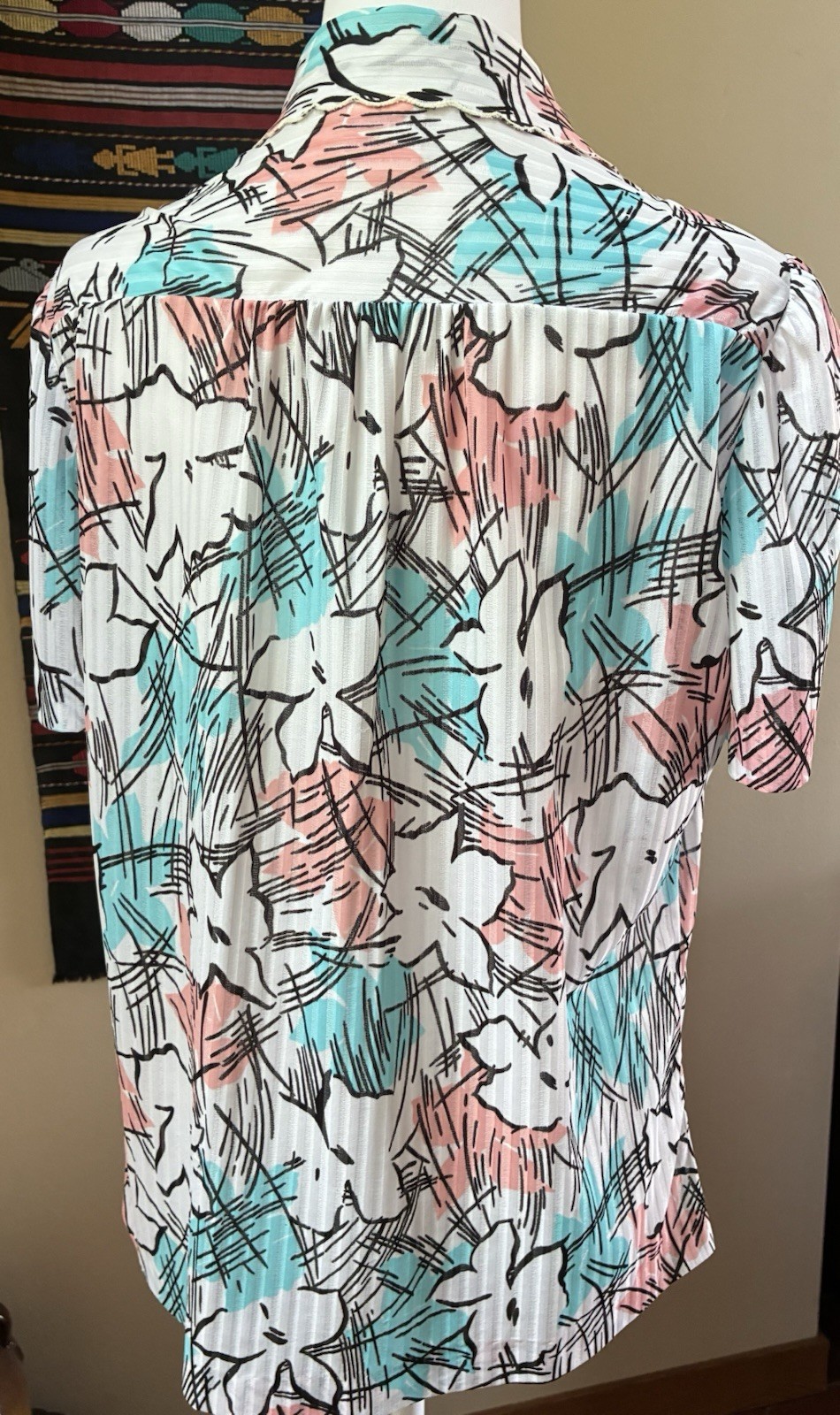 Vintage 80s Graff California Wear Abstract Floral Blouse Grandma Core M USA Made