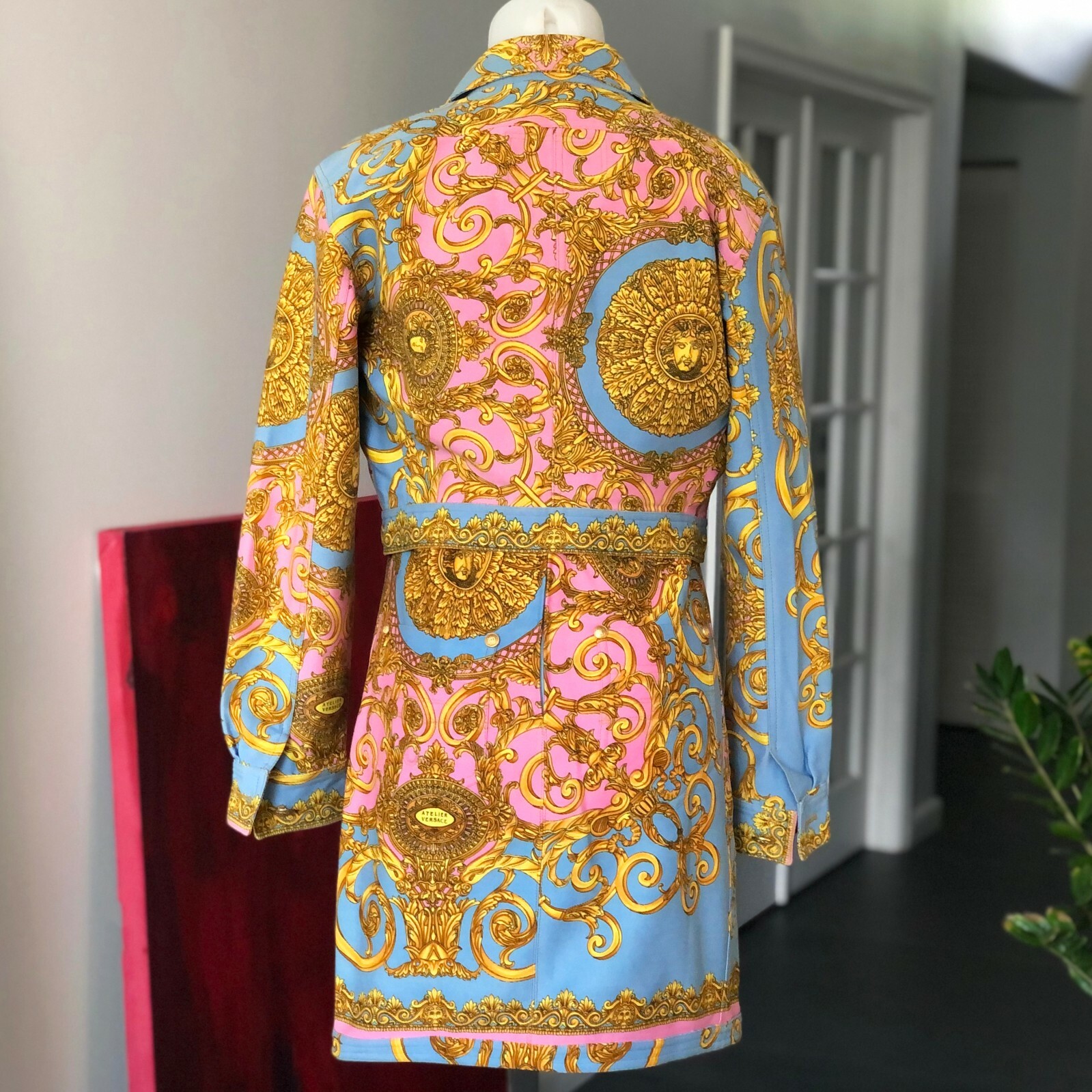 GIANNI VERSACE denim jacket & mini dress Golden Vanitas print 42 from S/S 1992