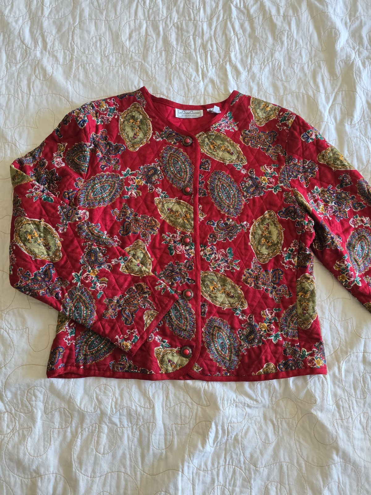 Vintage Galinda Wang Le Chine Classic Floral Hunting Jacket Womens Large 80s 90s