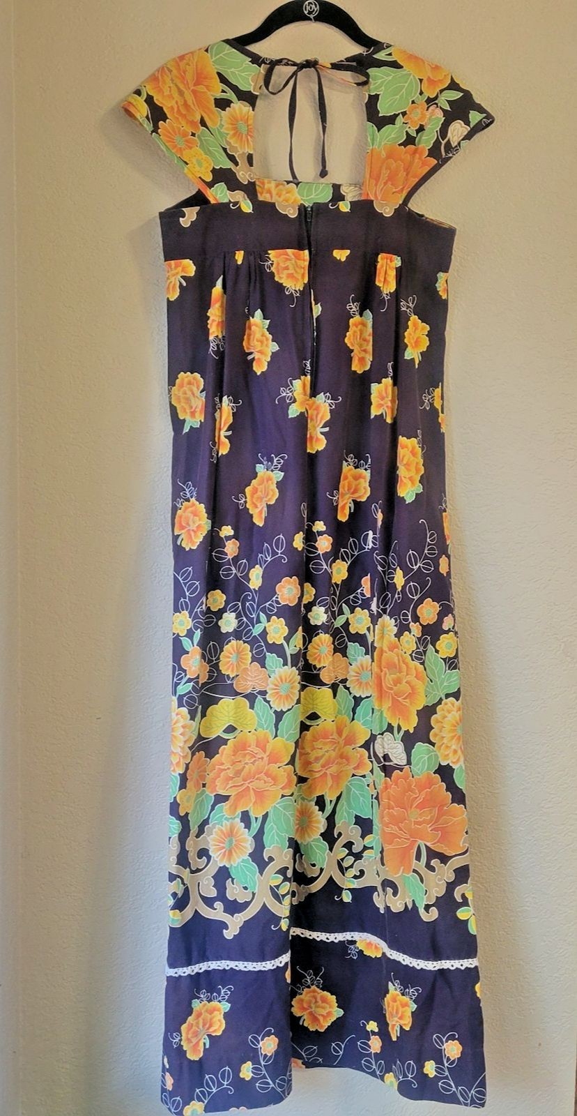 Vintage 60s 70s Penneys Hawaii Cotton Maxi Dress MuuMuu MuMu Floral Boho Tiki