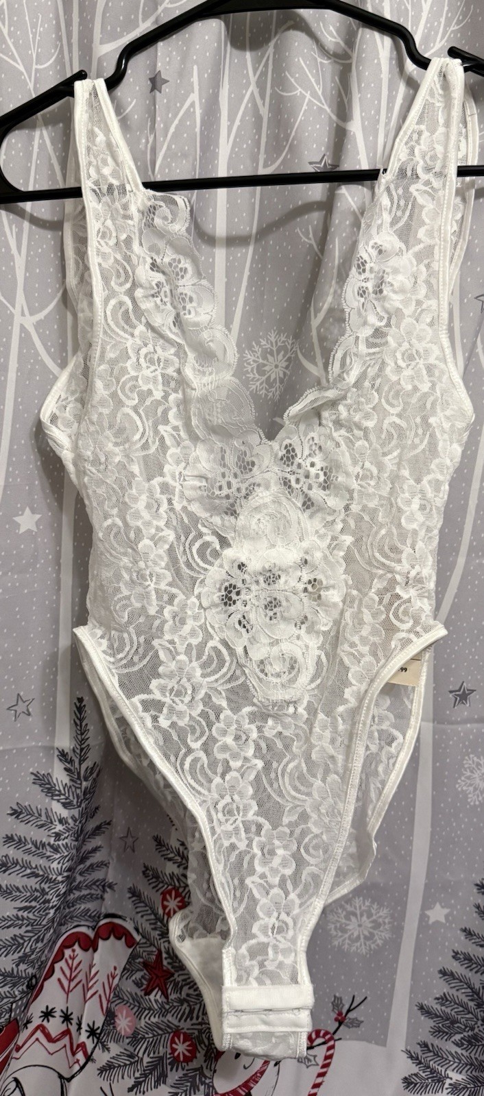 Vintage White Lace Bodysuit Teddy Lingerie New With Tags Medium 1980-1990s