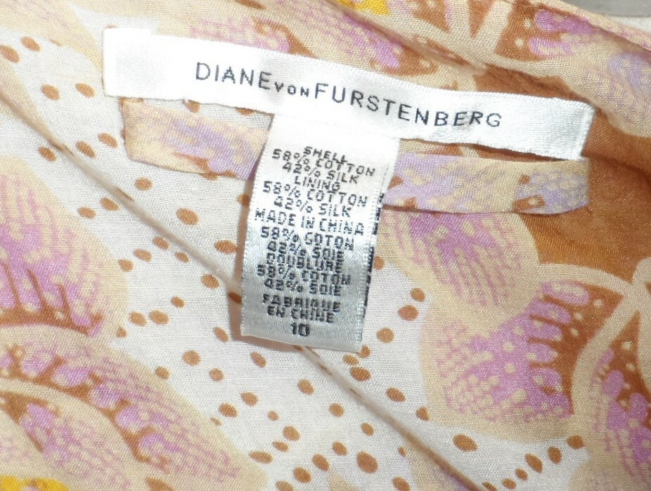 Vintage Diane Von Furstenberg Floral Cotton Silk Maxi Dress 10 Brown & Lavender