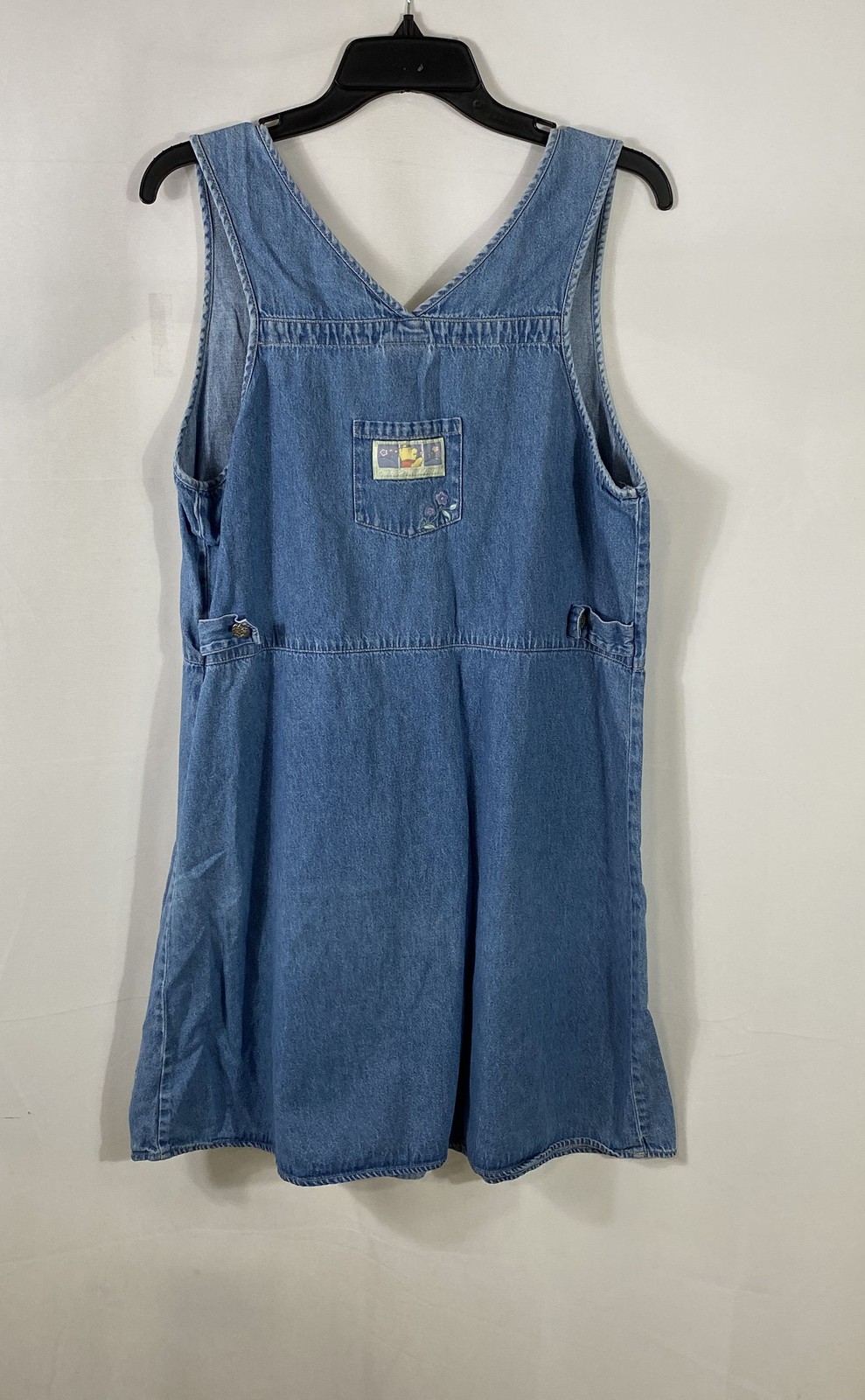 Vintage 90s Disney Store Women’s Blue Denim Winnie Pooh Eeyore Jumper Dress L