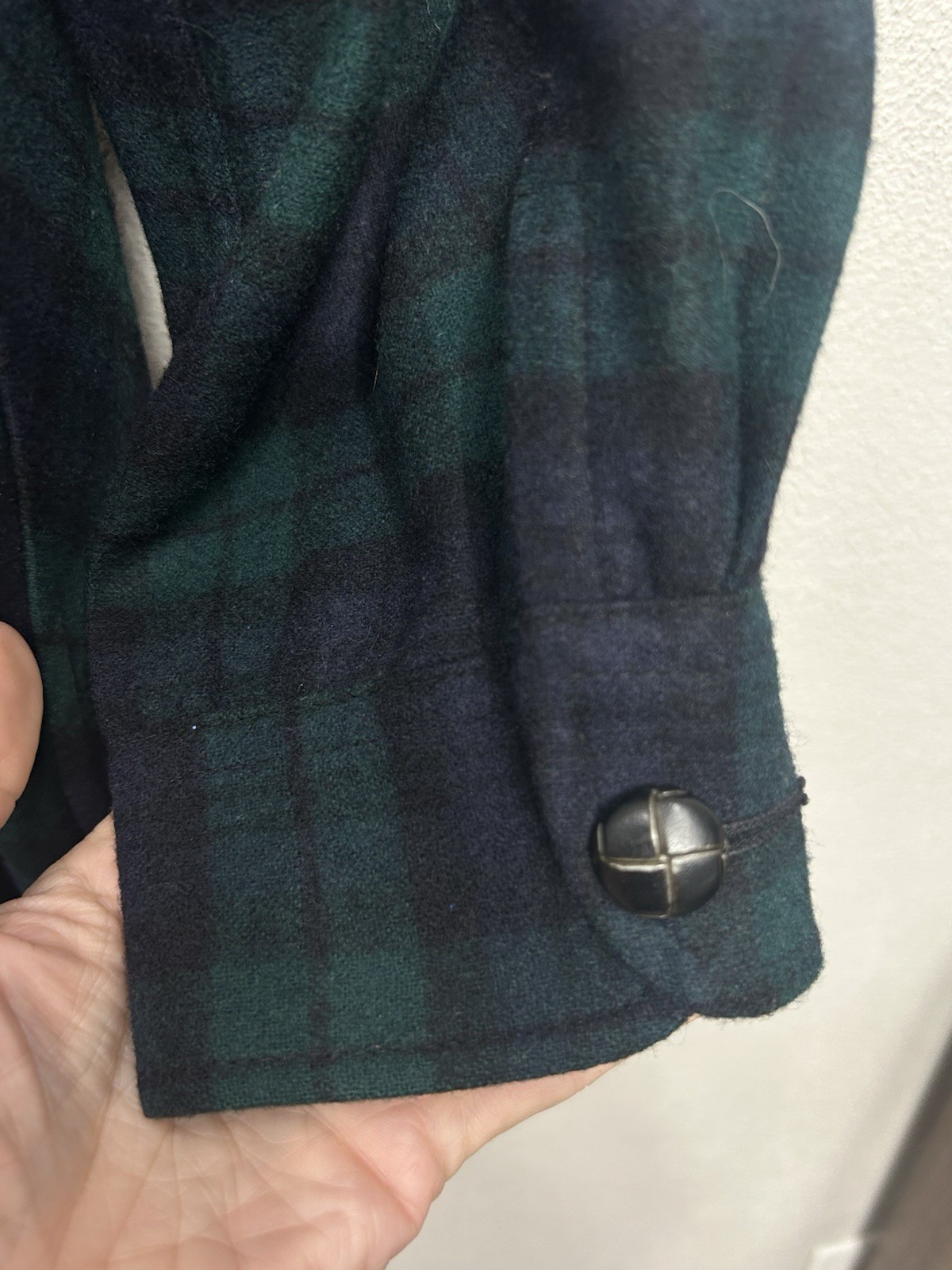 Vtg Pendleton Blazer Large Green Blue Tartan Plaid Virgin Wool Crest preppy