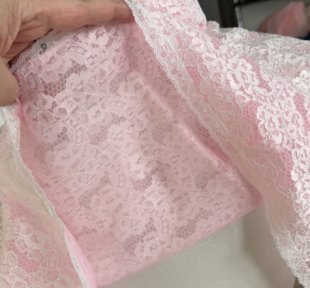 Vintage 50s 60s Chiffon Lace Pink Bed Jacket Capelet Lace Cape Never Worn!!