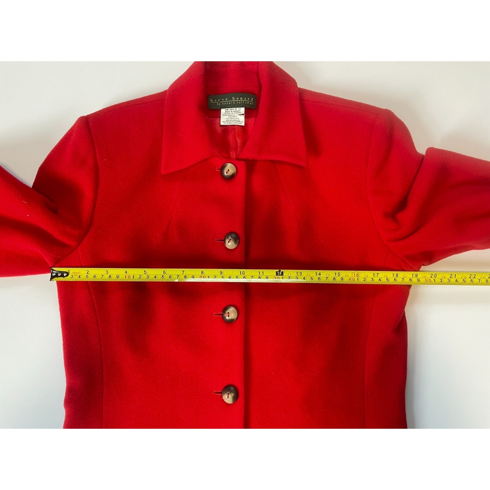 Harve Benard by Holtzman Women’s Red Wool Cashmere Blazer Nylon Lined Size 10