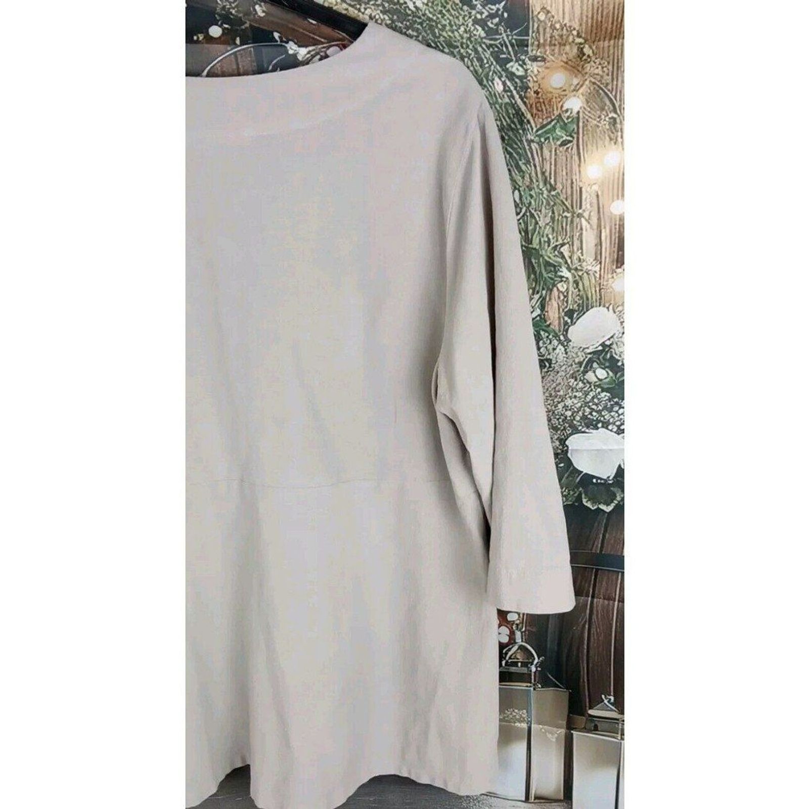 Soft Surroundings Size M Cardigan One Button Closer Beige 100% Cotton
