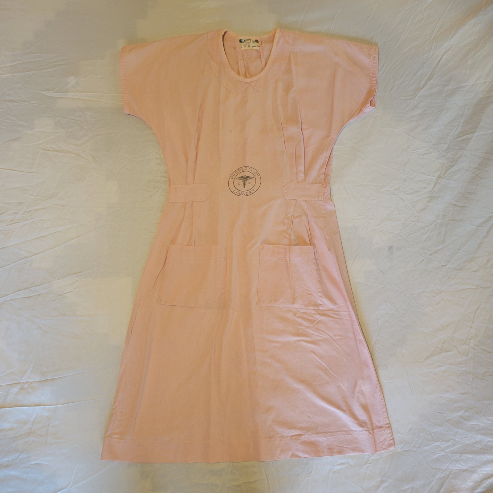 Vintage Angelica Nurse Uniform Dress Scrub Pink Made In USA 1970s Sz S Costume