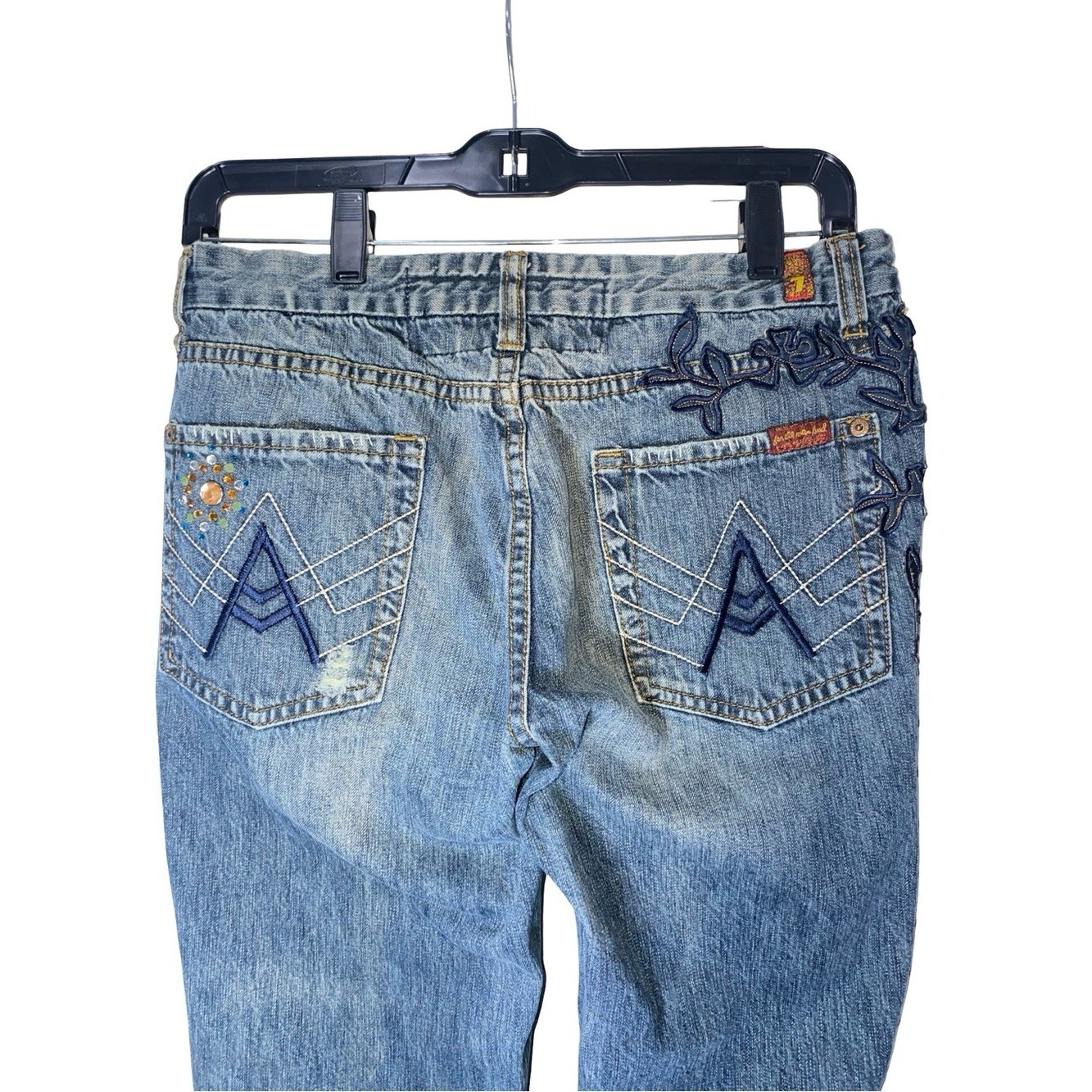 7 For All Mankind x The Great China Wall Vintage Embroidered Distressed Jeans