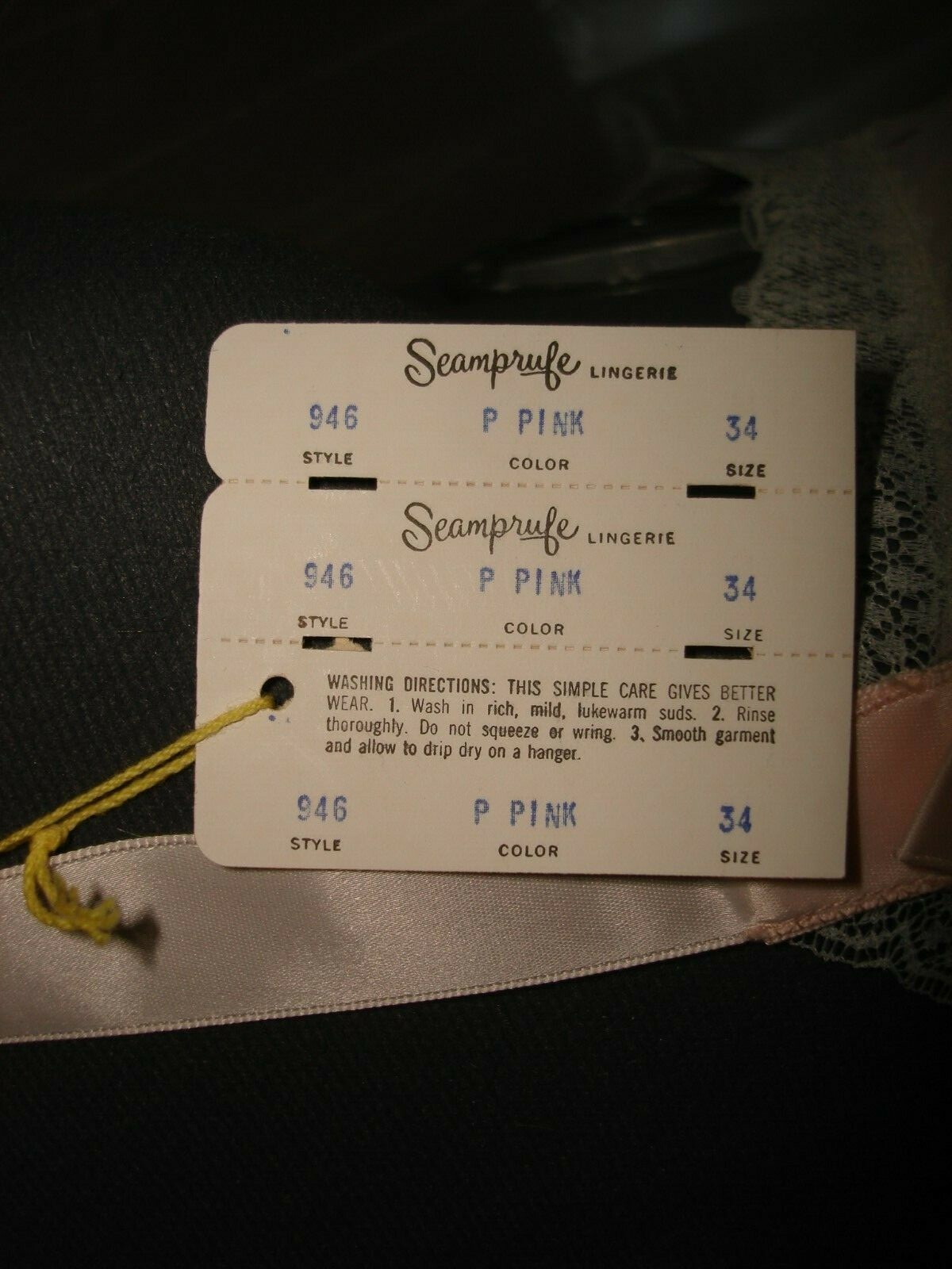Vtg Beautiful 50’s Seamprufe Pink Nylon Lace Harmony Pleated Sheer Night Slip 34