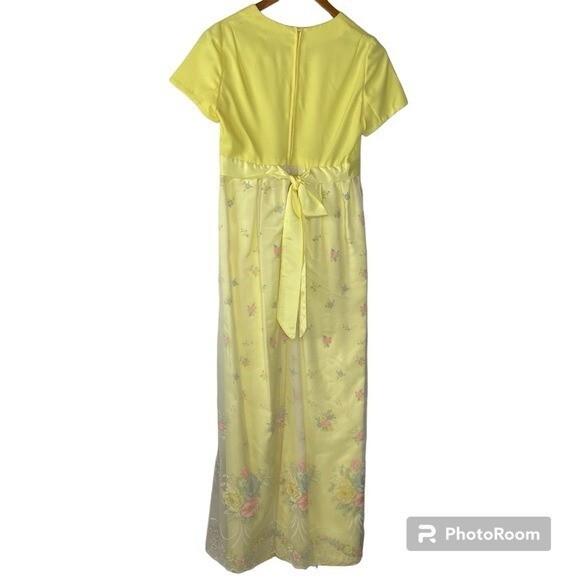 Vintage Floral Flocked Dress with Tie Waist