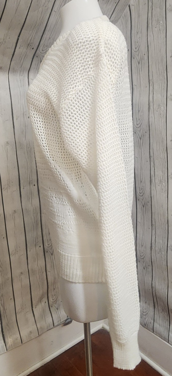 Vtg Givenchy for Chesa Palm Tree Knit Sweater White Mesh Open Weave M 80s