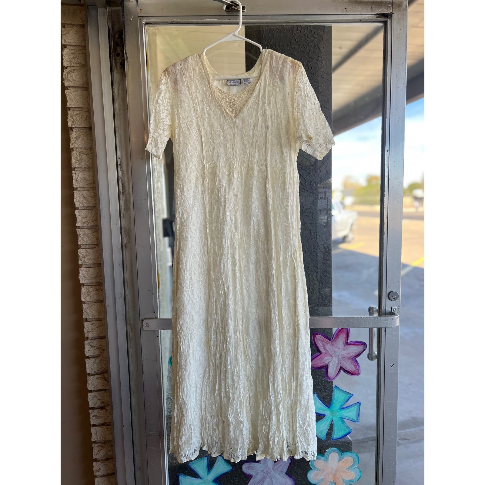 Vintage 90’s white lace Starina dress size L