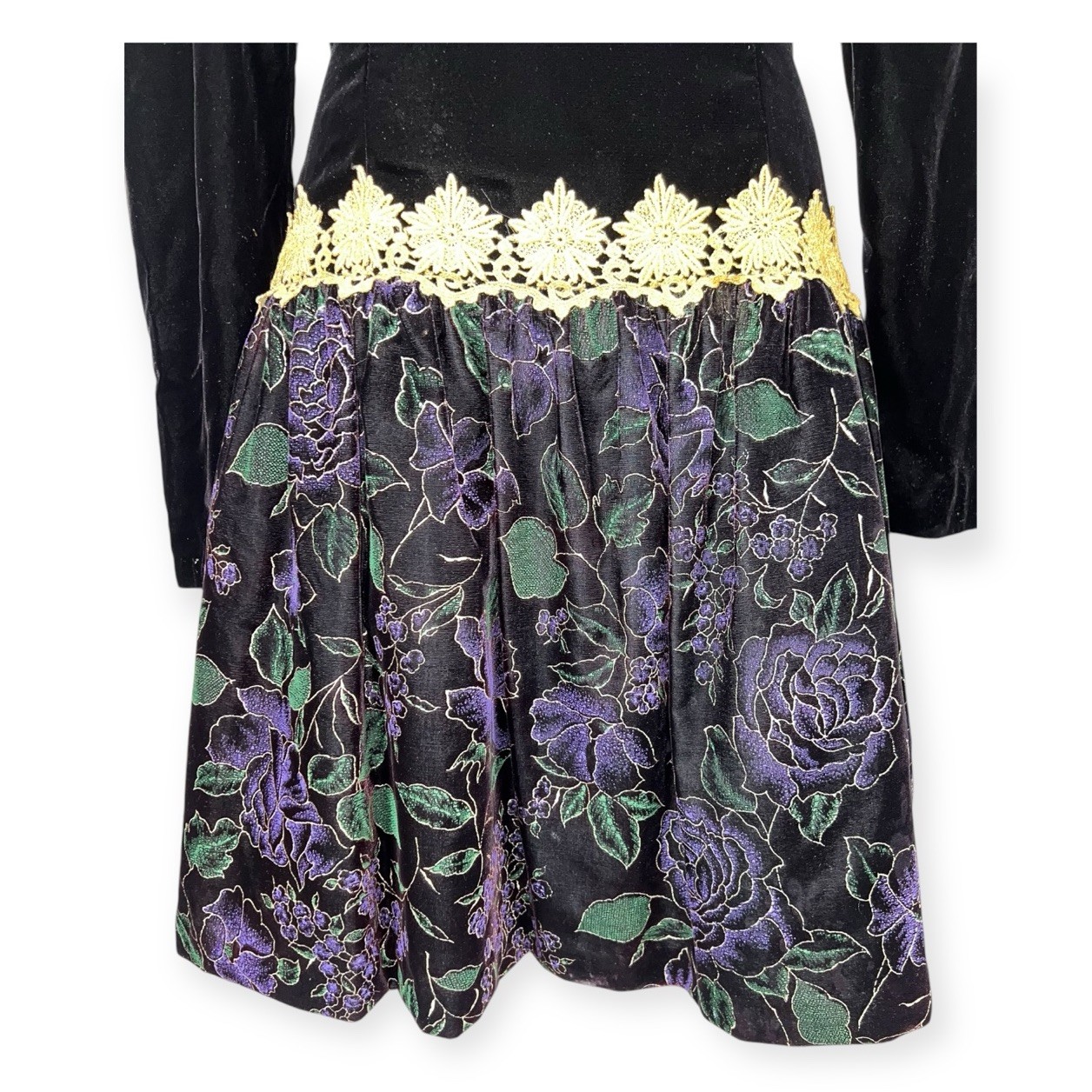 Scott McClintock 8P Prom Cocktail Dress Painted Velvet Whimsigoth Victorian Vamp